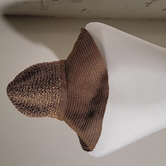 Hat Woven Floppy Sun Head Protection Covering Swimming Vacation Green Tan OS - Picture 7 of 7